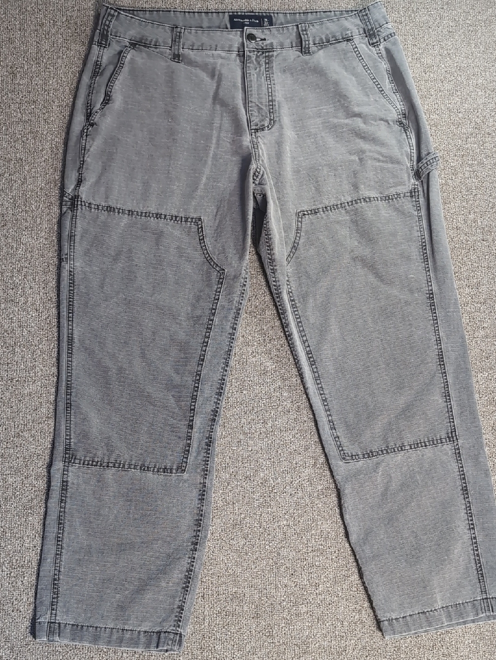 Abercrombie & Fitch Double Knee Rip-Stop Carpenter Pants Size 36x32 in Gray